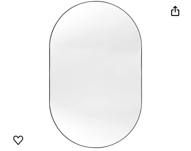 Photo 1 of Black Oval Mirror, 20"x30" Metal Framed Pill Mirror, Oval Bathroom Mirror, Modern Mount Mirrors for Bedroom, Living Room, Hangs Horizontally or Vertically