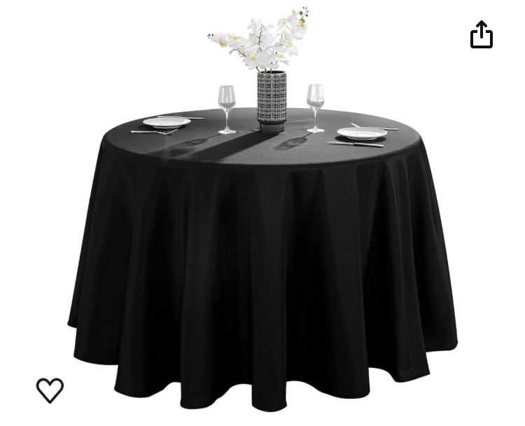 Photo 1 of 10 Pack 120inch Round Tablecloth Polyester Table Cloth?Stain Resistant and Wrinkle Polyester Dining Table Cover for Kitchen Dinning Party Wedding Rectangular Tabletop Buffet Decoration(Black)