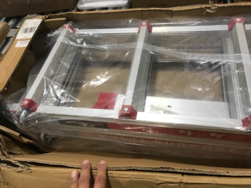 Photo 1 of Wolec A Frame 4 Step Ladder,13.5FT Anti-Slip Multi Position Ladder with Stabilizer Bar & Wheels,330 lbs Capacity Extension Ladders for Stairs Home Indoor Outdoor Roof(Red) Red 13.5FT