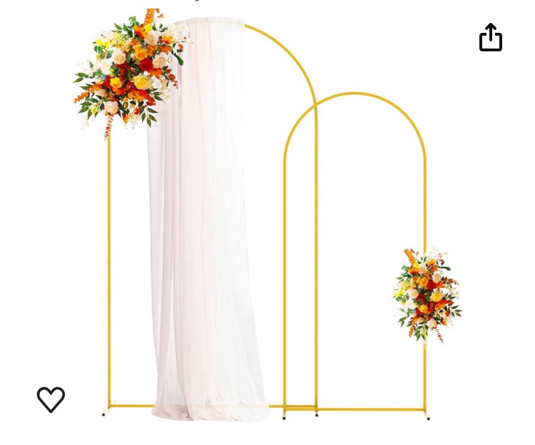 Photo 1 of Metal Arch Backdrop Stand Gold Wedding Arch Stand Set of 2 (7.2FT/6FT) Square Arched Frame for Birthday Party Graduation Ceremony Decoration