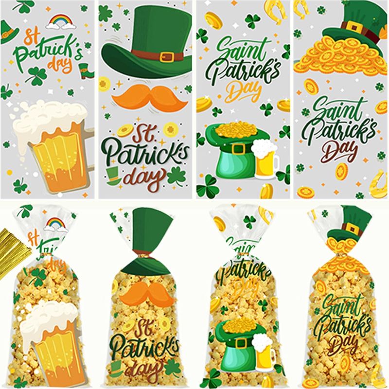 Photo 1 of HiloPack St Patricks Cellophane Gift Bags, 50Pcs Clear Irish Candy Bags with Twist Tie, Party Favors for Kids Goodie Bags Treat Bags Small Plastic Wrapping Cookie Holiday Goody Bags (Green) 2
