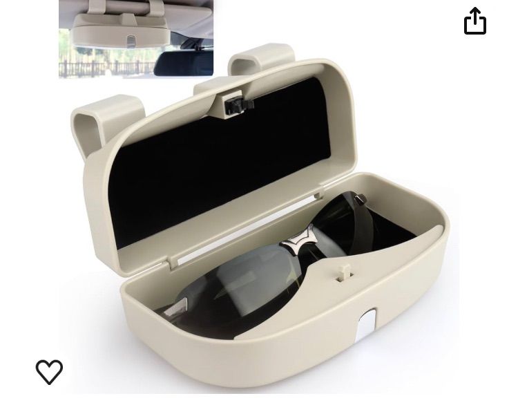Photo 1 of Car Visor Sunglass Case Holder Clip, Eye Glasses Storage Box with Double Card Slots Car Sunglasses Organizer Mount General for All Car Models