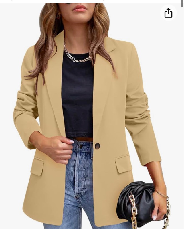 Photo 1 of CRAZY GRID Womens Casual Blazer Jacket Long Sleeve Open Front Work Office Blazer Lapel Button Jacket