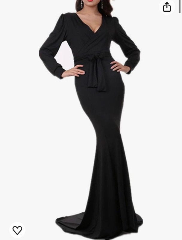 Photo 1 of Women's Mermaid V-Neck Long Sleeve Halloween Party Maxi Dress with Belt M