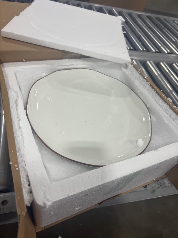 Photo 2 of getstar 10.5” Ceramic Dinner Plates Set of 6, Microwave & Dishwasher Safe, Salad Pasta Dinner Plates with Decorative Uneven Rim Set of 6