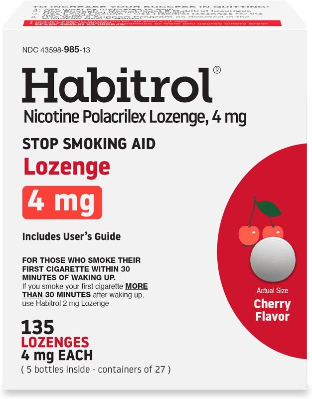 Photo 1 of Habitrol Nicotine Lozenges 4 mg Cherry Flavor – 135 Count – Stop Smoking Aid – Reduce Cravings and Withdrawal Symptoms

