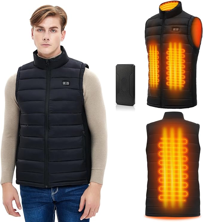Photo 1 of 2xl MEXITOP Lightweight Heated Vest for Men/Women, Outdoor Water/Wind Resistant Outerwear Vests with Battery Pack, Black
