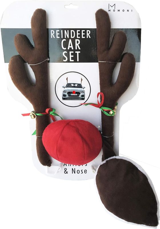 Photo 1 of Premium Reindeer Car Kit Antlers, Nose, Tail- Rudolph Set Reindeer Christmas Decoration Car Costume Auto Accessories

