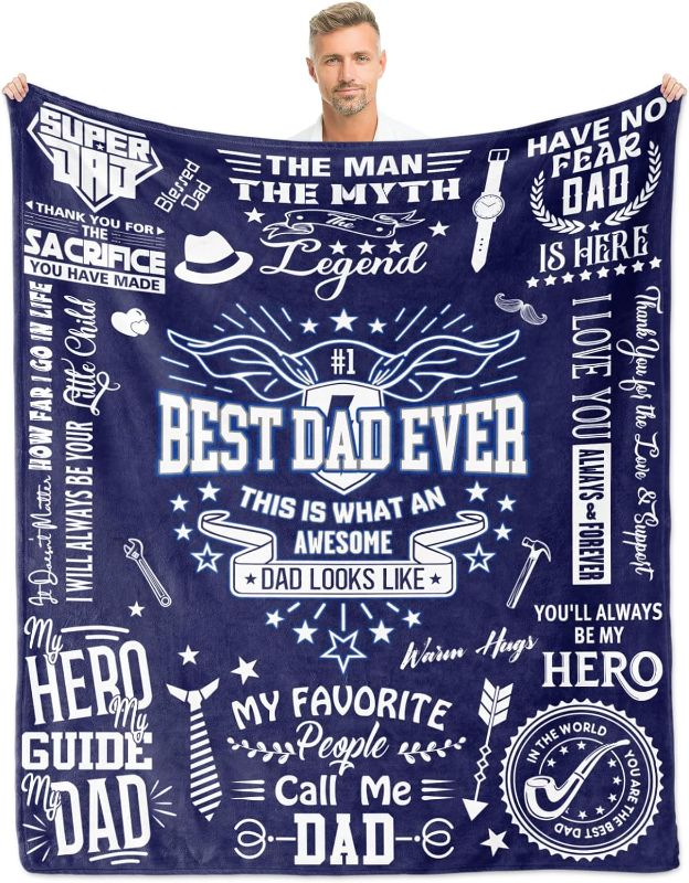 Photo 1 of Dad Gifts, Dad Blankets 60"x50", Dad Blanket from Son/Daughter, Birthday Gifts for Dad, Father Gifts, Bonus Dad Gift Ideas for Father’s Day Valentine’s Anniversary Christmas, to My Dad Blanket
