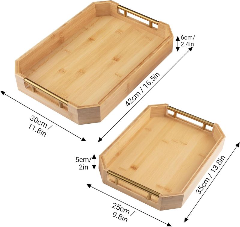 Photo 1 of Bamboo Serving Tray | Ottoman Tray | Wooden Serving Tray | Large Tray with Handles | TV, Bathroom, Bed Tray | Tea & Coffee Serving Tray | Light Tray | Wine Serving Tray | Dinner & Breakfast Tray
