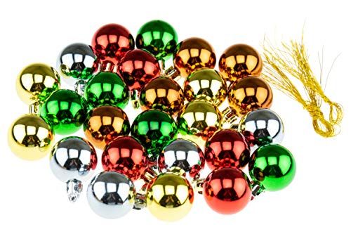 Photo 1 of Clever Creations Shatterproof Christmas Ornaments Small 25mm Red, Green, Gold, Silver, Brown Christmas Décor | 25 Pack Set Perfect for Christmas Deco
