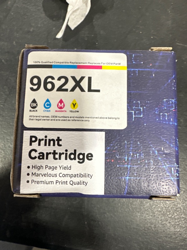 Photo 1 of 962XL Ink Cartridges Combo Pack Compatible for HP 962 XL Ink High Yield Work with HP OfficeJet Pro 9010 9012 9015 9020 9018 9025 9019Printers (Black Cyan Magenta Yellow, 4 Pack)