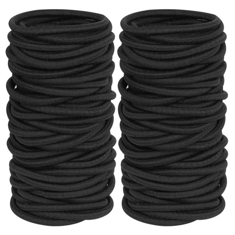 Photo 1 of 120 Pieces Black Hair Ties for Thick and Curly Hair Ponytail Holders Hair Elastic Band for Women or Men(4mm)
