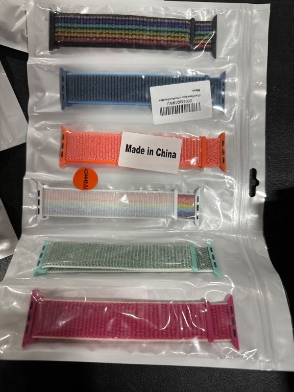 Photo 1 of 6 Pack Sport Loop Band Compatible with Apple Watch Band 38mm 40mm 41mm 42mm 44mm 45mm 49mm iWatch Ultra 2 Series 9 8 7 6 5 SE 4 3 2 1 Ultra Strap Nylon Weave Women Men Stretchy Braided Wristband Breathable Dark Black/Plum/Pink Sand/Marine Green/Brown Leop