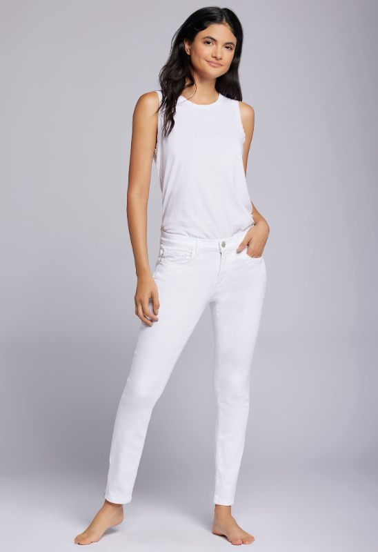 Photo 1 of The Slider Low Rise Skinny Jean in White | Size 29 | Cotton/Polyester | Current Elliott
