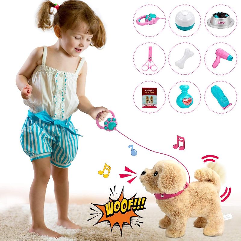 Photo 1 of Koonie Talking Golden Retriever, Repeats What You Say, Plush Animal Electronic Interactive Toy, Repeating Singing Walking and Barking Pet, Stuffed Puppy Walking Dog for Kids Boys Girls Gift Leash-Button Control
