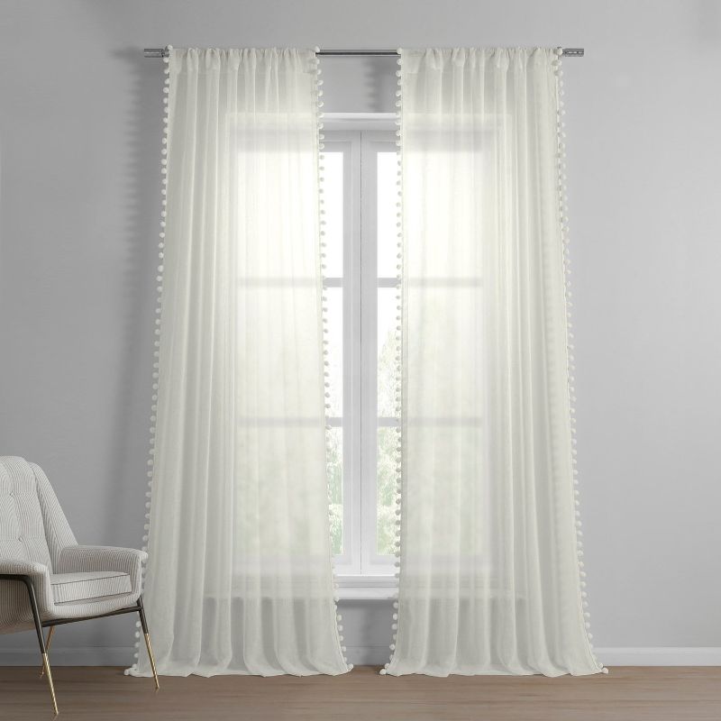 Photo 1 of Exclusive Fabrics Borla Patterned Faux Linen Sheer Curtain (1 Panel)
