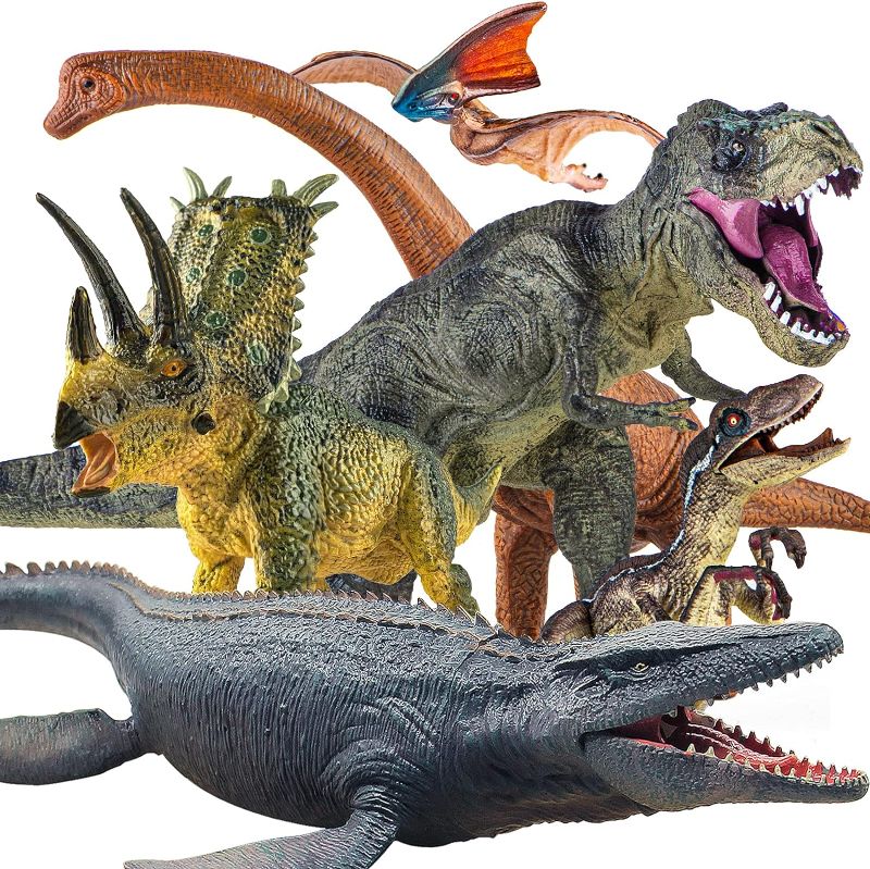 Photo 1 of Lavesom 6PCS Jumbo Dinosaur Toy Set, Realistic Dinosaur Toys for Kids - Large Dino Playset for Boys and Girls 3 4 5 6 7 Year Old Children Birthday Dinosaur...
