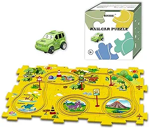 Photo 1 of 6 PCS New Plastic Puzzles for Kids Ages 3+ Years, Puzzles Track Play Set Toy Vehicle, Preschool Educational Montessori Toys, Toddler Puzzle Track Play Set Gift - Dinosaur Theme