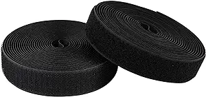 Photo 1 of 1 Inch Sew on Hook and Loop Strips | Easy to Sew | Excellent Grip | Non-Adhesive Back Nylon Fabric Fastener Strips for Clothing Sewing Crafts and DIY Projects, Black, 1in x 5yd