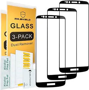 Photo 1 of Mr. Shield 3-PACK-Mr Shield For Motorola Moto E5 Plus Japan Tempered Glass 9H Hardness Full Cover Screen Protector with Lifetime Re
