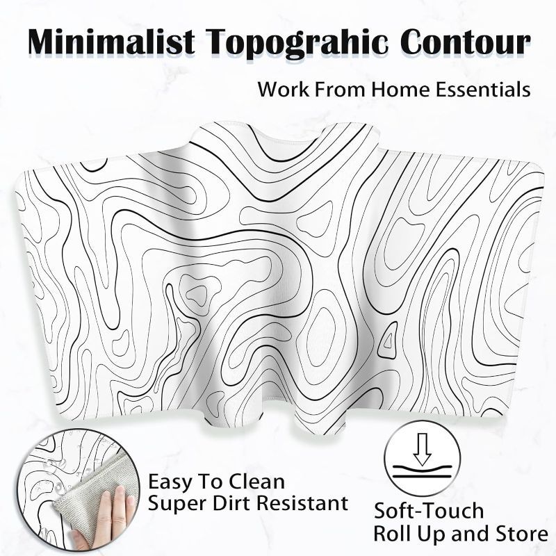 Photo 1 of White Mouse Pad, Topographic Mouse Pad Large, Gaming Mouse Pad, XXXL Mousepad, Keyboard and Mouse Pad, Desk Mat