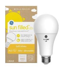 Photo 1 of GE Sun Filled LED Light Bulb, Maintain Natural Sleep Cycle, 60 Watt Eqv, Soft White, A21 Bulb, Medium Base