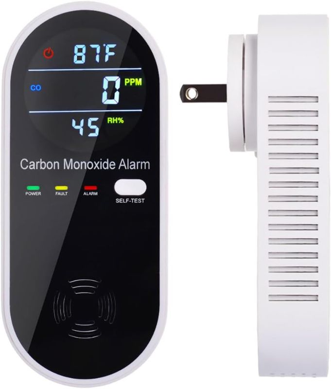 Photo 1 of 3-in-1 Carbon Monoxide Detector, Carbon Monoxide Detector Plug in Wall with Temperature & Humidity Display, CO Alarm Monitor with Color LCD Display, Accurate & Easy to Install
