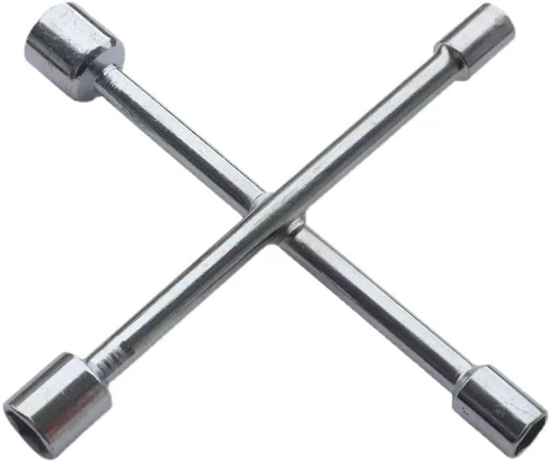 Photo 1 of 4 Way Cross Wheel Brace Nut Wrench Spanner Tire Iron Universal Heavy Duty 4-Way Cross Lug Wrench multi-function triangle wrench