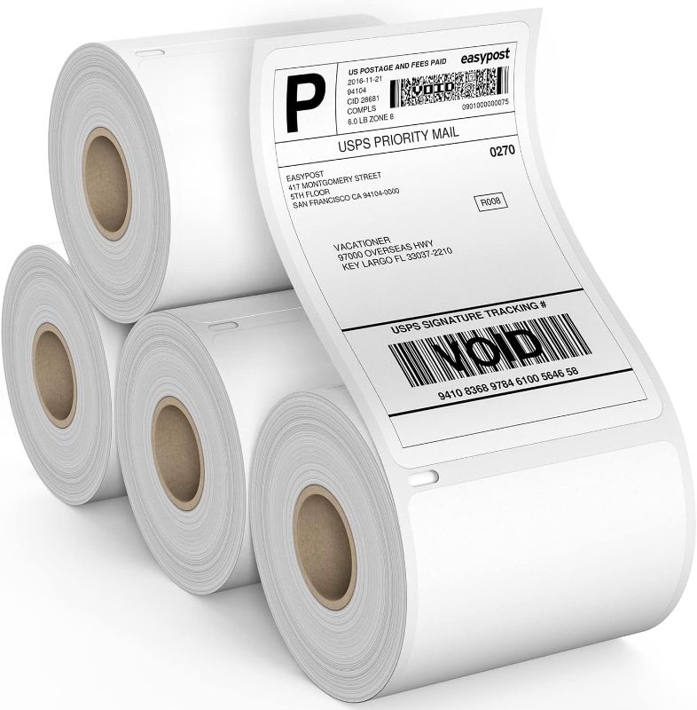 Photo 1 of Dasher Products Thermal Shipping Labels Compatible with Dymo LabelWriter 4XL 1744907 4x6 Internet Postage Labels, Water Resistant, Strong Adhesive, Perforated, 220 Labels/Roll, NOT for 5XL (4 Pack)
