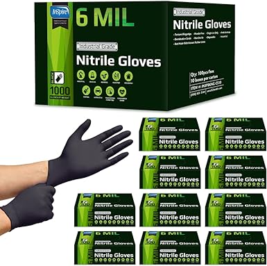 Photo 1 of Inspire HEAVY DUTY ORIGINAL Quality Stretch Nitrile Black Gloves Disposable Latex Free |Medical, Food, Mechanic Tattoo