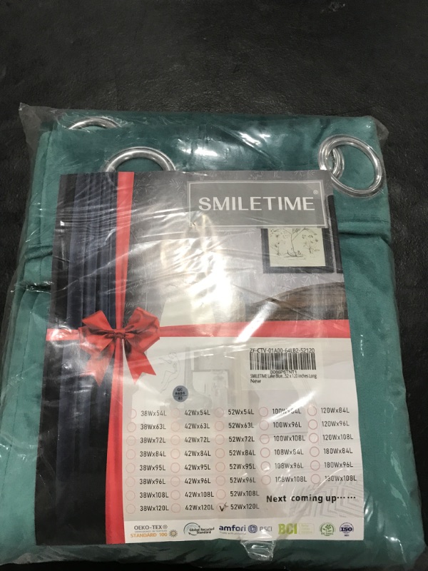 Photo 2 of SMILETIME Lake Blue 120 in Long Velvet Curtains with Grommet, Thermal Insulated Super Soft Privacy Noise Reducing Light Blocking Velvet Curtains for Living Room, 2 Panels, Each 52 x 120 inches Long 52Wx120L Lake Blue