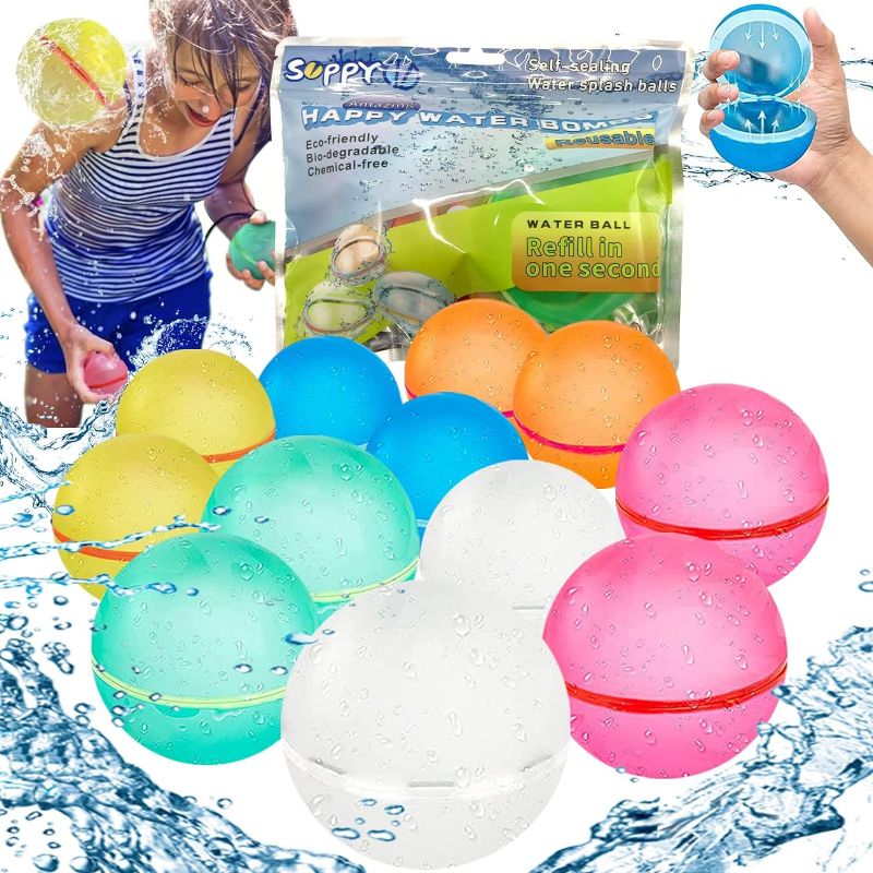 Photo 1 of Reusable Water Bomb Balloons,Quick to Fill Self-Sealing Silicone Water Ball Suitable for Children Adults for Outdoor Water Games and Activities During Summer Summer Party Swimming Pools Activit