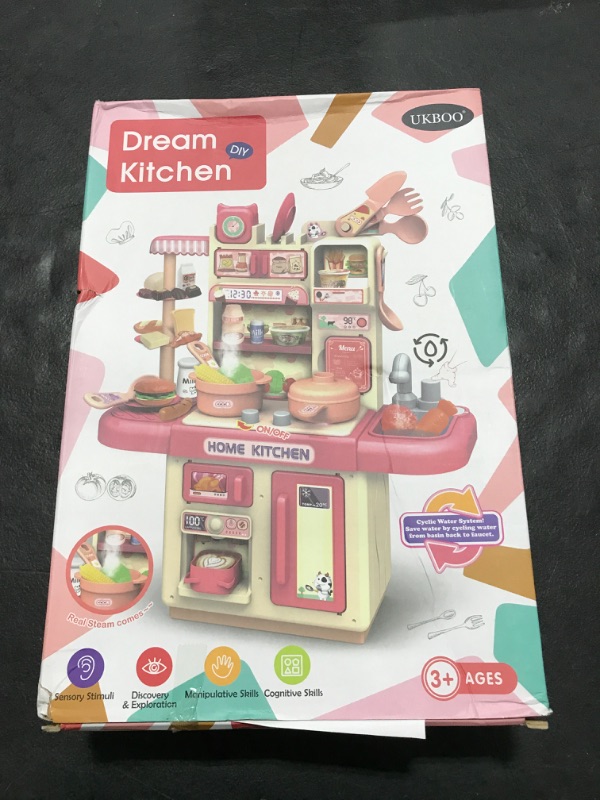 Photo 1 of UKBOO Kids Kitchen Playset with Realistic Steam & Light, Toddler Kitchen with Play Kitchen Accessories, Mini Kitchen Set, Pretend Play Food for Boys and Girls - Kitchen Toys Purple