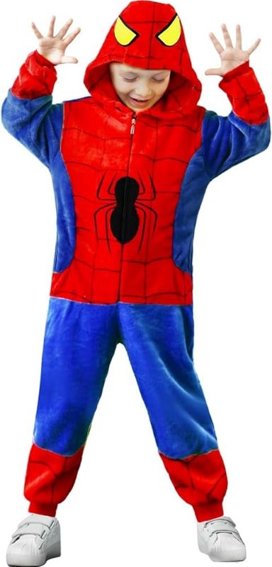 Photo 1 of Rxeody Flannel Costume Onesie One-Piece Cosplay Outfit Lightweight Toddler for Boys Kids Red-blue 9YRS