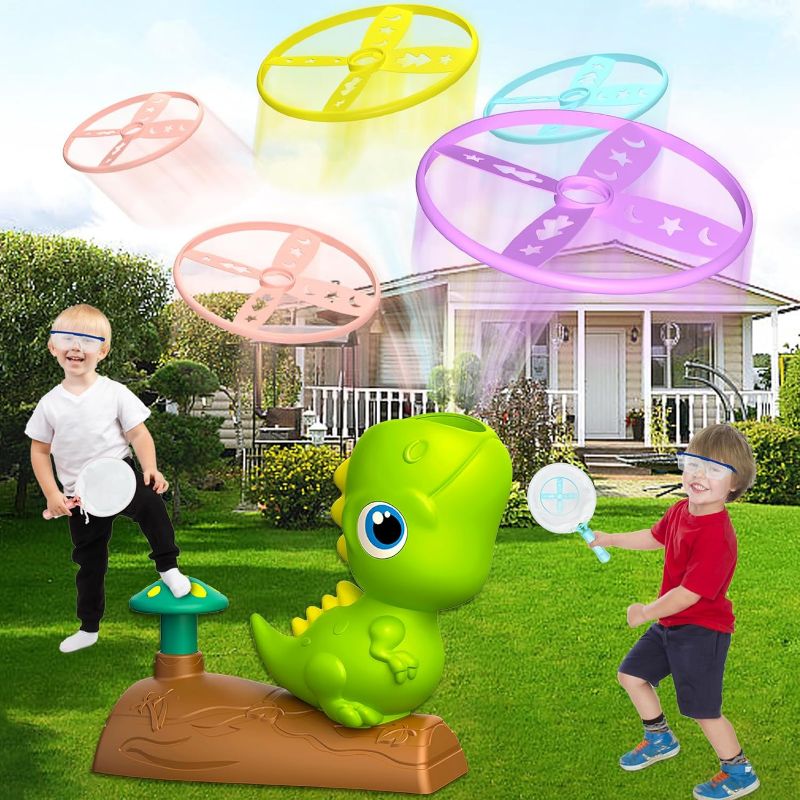 Photo 1 of OZMI Outdoor Toys for Kids Ages 3-5 4-8, Dinosaur Flying Disc Launcher Toy for Outside Backyard Family Games, Catching Games, Christmas Birthday Gift for 3 4 5 6 7 8 Years Old Boys Girls Toddlers
