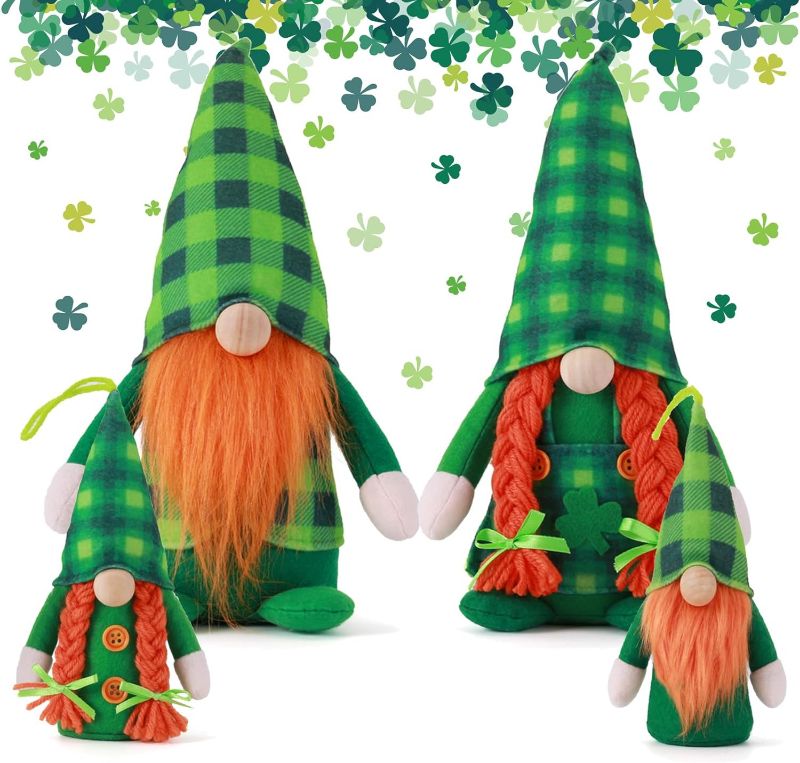 Photo 1 of WISHDIAM 4Pcs St.Patrick's Day Gnomes Saint Patricks Day Decorations Rainbow Tomte Irish Leprechaun Nisse for Irish Gift Dwarf Scandinavian Folklore Household Ornaments Gnome Decor
