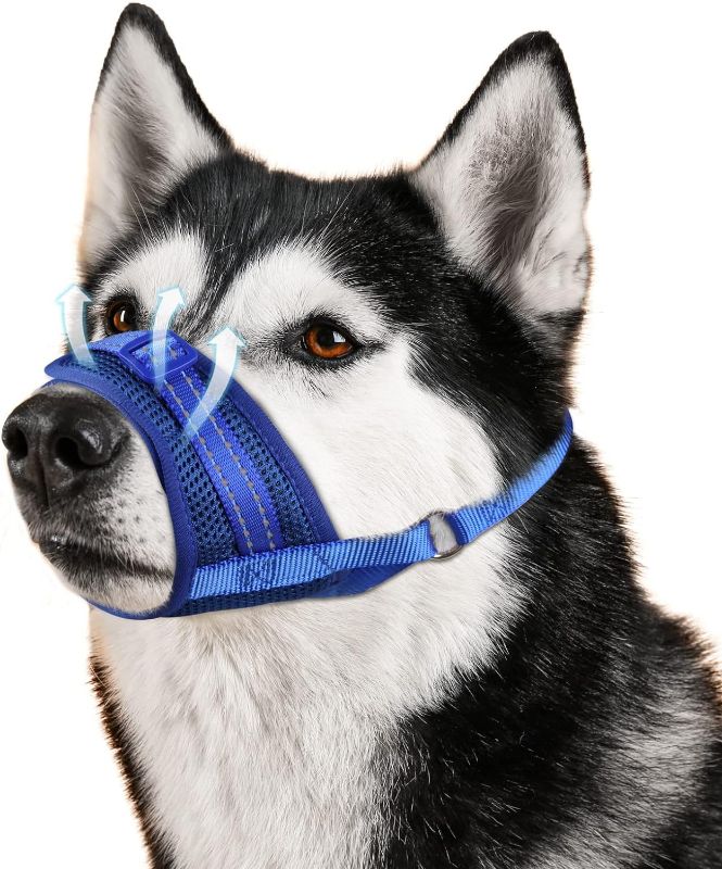Photo 1 of GoGoPaw Dog Muzzle Soft Air Mesh Muzzle for Large Dogs, Adjustable Pet Muzzle for Small Medium Dogs to Drink Freely, Breathable Reflective Muzzle for Dogs...
