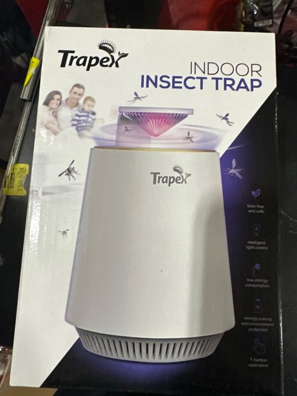 Photo 2 of Trapex Indoor Insect Trap - Effective Non-Zapper Fruit Fly, Gnat, Moth and Mosquito Trap with Refillable Bait Pod & 5 Sticky Pad Refills - Gnat Traps for House Indoor, Bug Catcher & Killer (White)