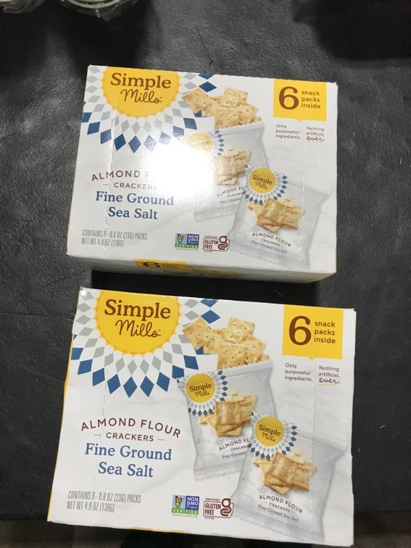 Photo 2 of Simple Mills Almond Flour Crackers, Fine Ground Sea Salt Snack Packs - Gluten Free, Vegan, Healthy Snacks, 4.9 Ounce (Pack of 1) Fine Ground Sea Salt 4.9 Ounce (Pack of 2)