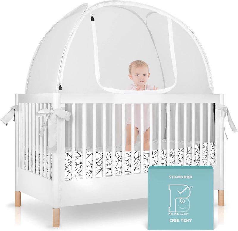 Photo 1 of Pro Baby Safety Pop Up Crib Tent, Fine Mesh Crib Netting Cover to Keep Baby from Climbing Out, Falls and Mosquito Bites, Safety Net, Canopy Netting Cover - Sturdy & Stylish Infant Crib Topper