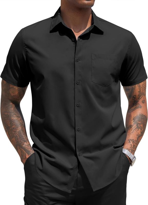 Photo 1 of XL COOFANDY Men's Dress Shirts 2024 Short Sleeve Business Casual Regular Fit Button Down Shirts with Pocket
