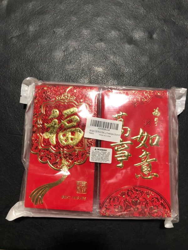Photo 2 of Winlyn 120 Pcs 6 Designs Asian Red Envelopes Chinese Hong Bao Lucky Money Envelopes Lai See Red Packets Cash Envelopes Red Pockets for Chinese Lunar New Year Wedding Birthday Year of the Dragon 2024 Style-6