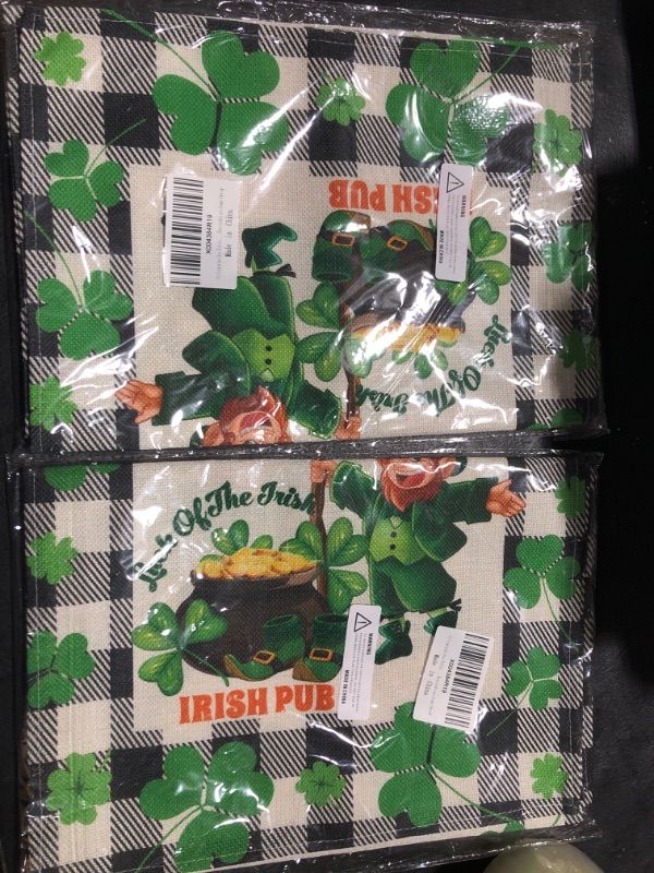 Photo 2 of St Patricks Day Table Runner, 13 x 72 Inches Buffalo Plaid Gnomes Shamrocks Burlap Irelan Kitchen Dining Table Decorations Home Decor St table runner (2 PACK)