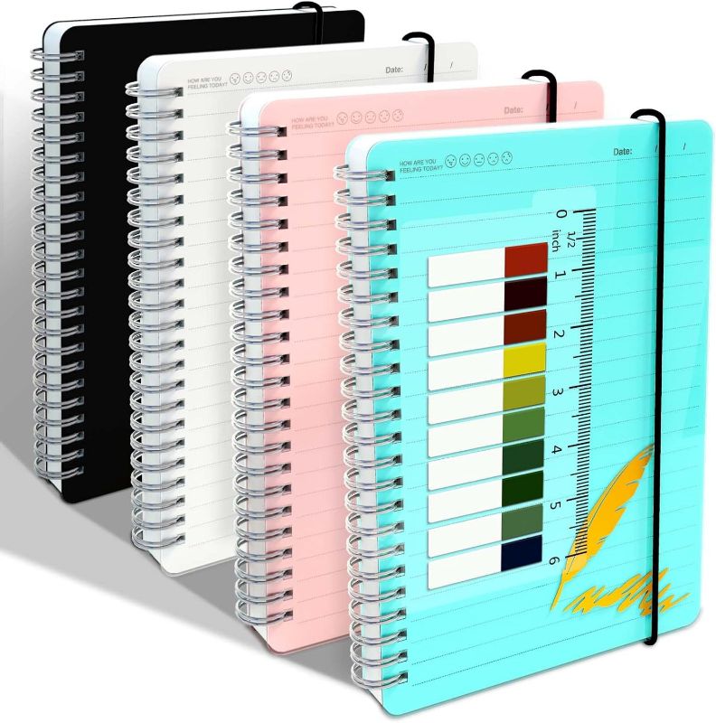 Photo 1 of Spiral Notebook - 4 Pack A5 Lined Journal Notebooks with 100gsm Thick Paper 80 Sheets,8mm Wide Ruled Journals for School,Office and Drawing,