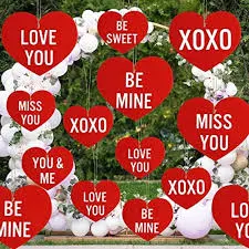 Photo 1 of 24 Pcs Outdoor Valentine's Day Decorations Giant Heart Shaped Hanging Porch and Tree Yard Lawn Ornaments Valentines Oversized Heart Yard Decor for Valentines Day Wedding Party Supplies RED