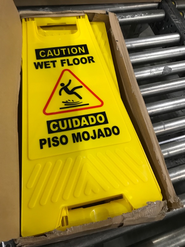 Photo 2 of XPCARE 6-Pack Caution Wet Floor Sign,Bilingual Warning Signs,2-Sided Fold-Out,A Frame Safety Wet Floor Signs Commercial,24 Inches,Yellow 6PackYellow