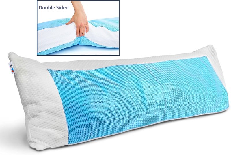 Photo 1 of Mindful Design Cooling Memory Foam Body Pillow - Extra Firm Full Shredded Memory Foam Body Pillow w/Cooling Gel, Support and Comfort for Stomach and Side Sleepers
