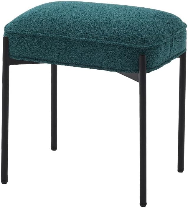 Photo 1 of YOUNIKE Fabric Boucle Ottoman Foot Stool Vanity Stool Rectangle Tufted Lamb Fleece Upholstered Makeup Stool Vanity Bench Footstool with Metal Legs Bedroom Living Room Modern Entryway, 18.9" seat height