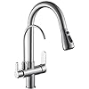Photo 1 of WANFAN Kitchen Sink Faucet with Pull Down Sprayer 2 Handle 3 in 1 Water Filter Purifier Faucets Brushed Nickel 0195SN